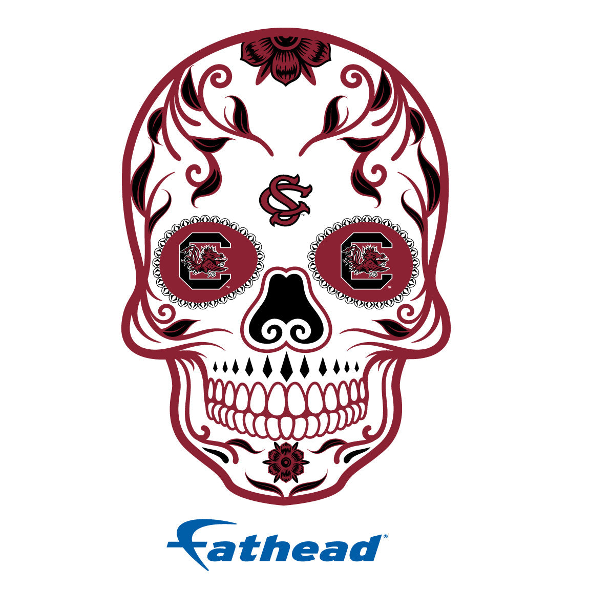 South Carolina Gamecocks - 5 Sugar Skull Logo Minis (Mixed Sizes) - Official NCAA - Reusable Vinyl Decals