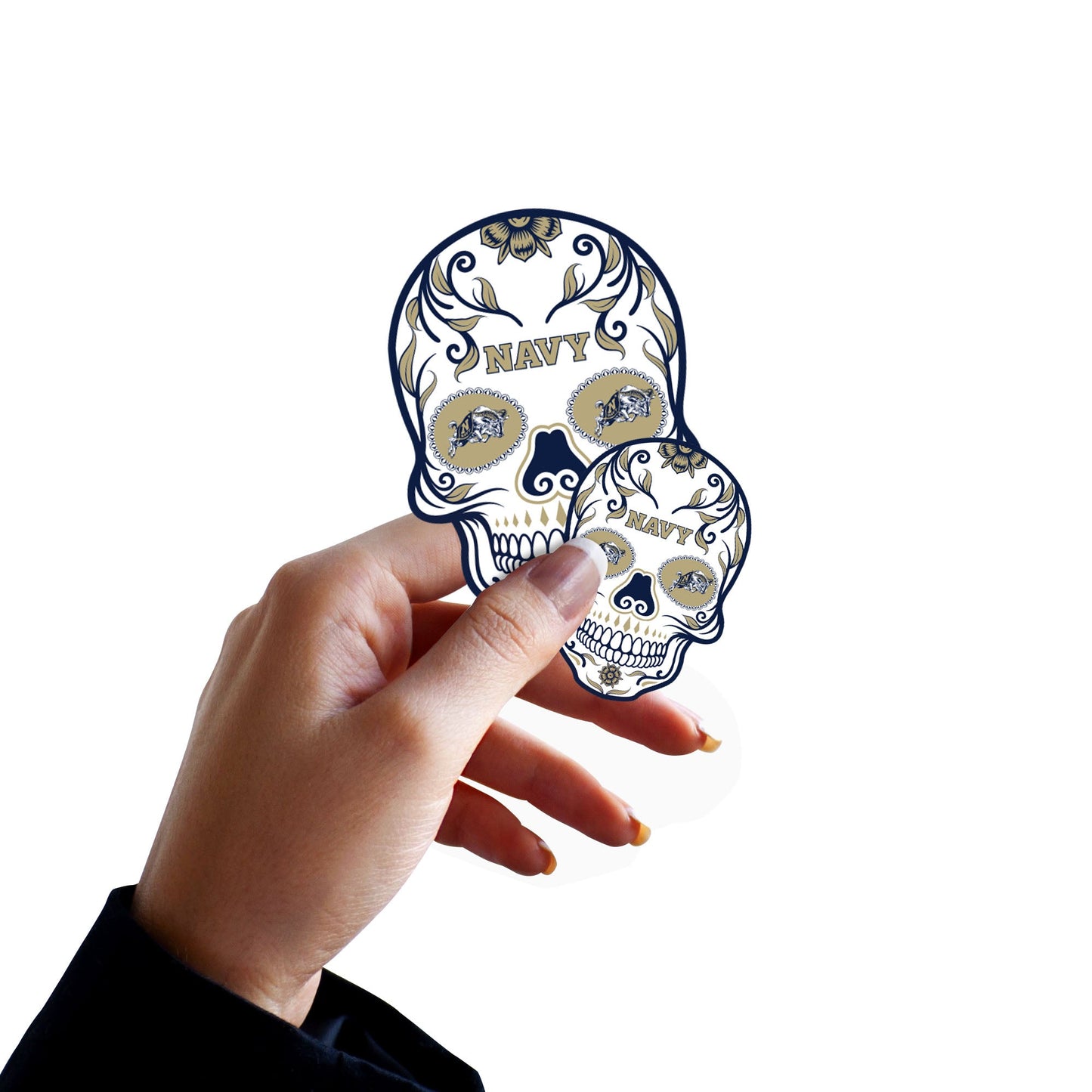 Navy Midshipmen - 5 Sugar Skull Logo Minis (Mixed Sizes) - Official NCAA - Reusable Vinyl Decals