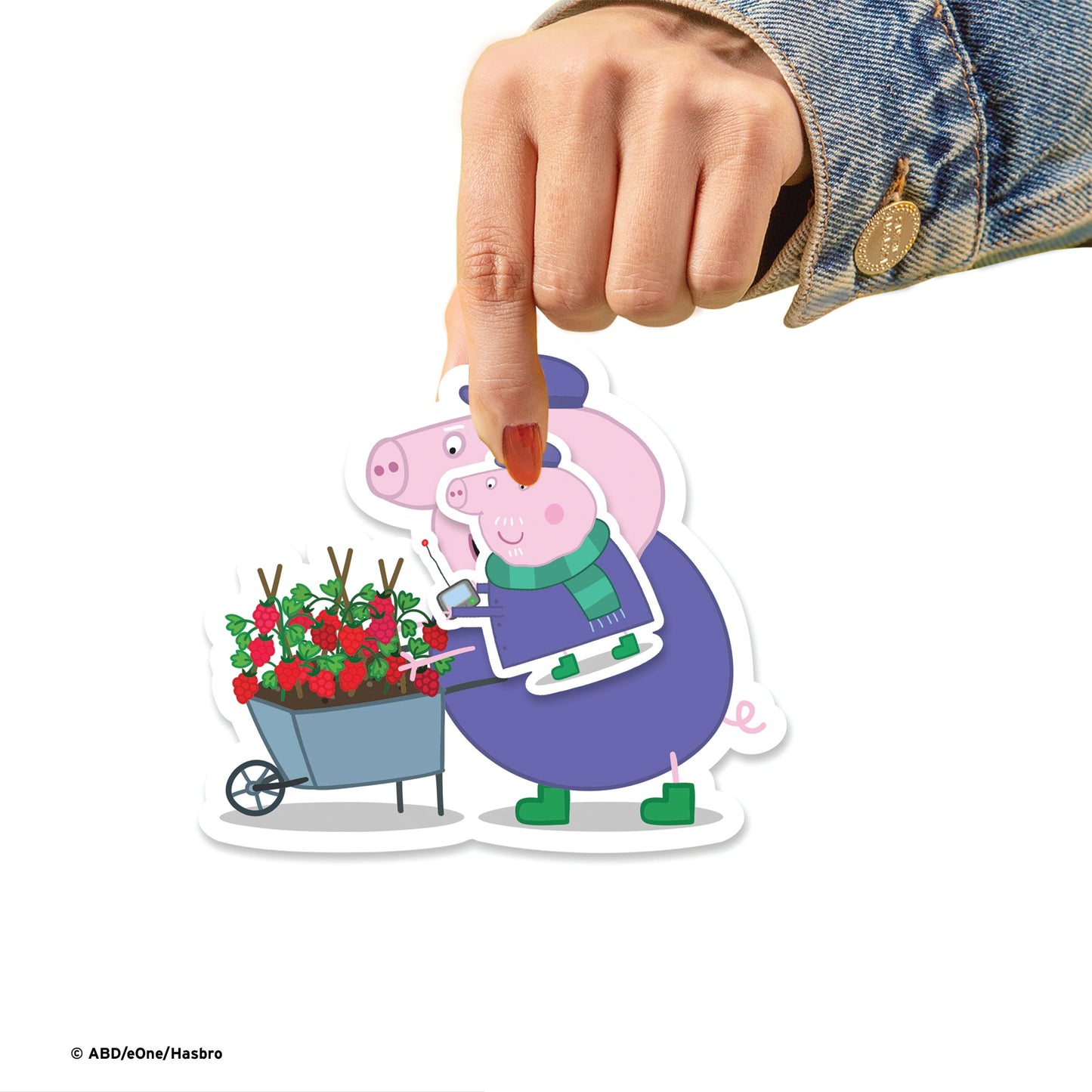 Peppa Pig - 5 Character Minis (Mixed Sizes) - Official Hasbro - Grandpa - Reusable Vinyl Decals