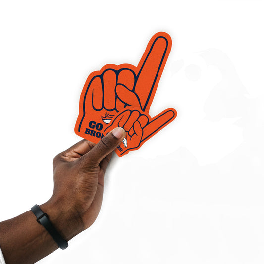 Denver Broncos - 4 Foam Finger Minis (Mixed Sizes) - Official NFL - Reusable Vinyl Decals