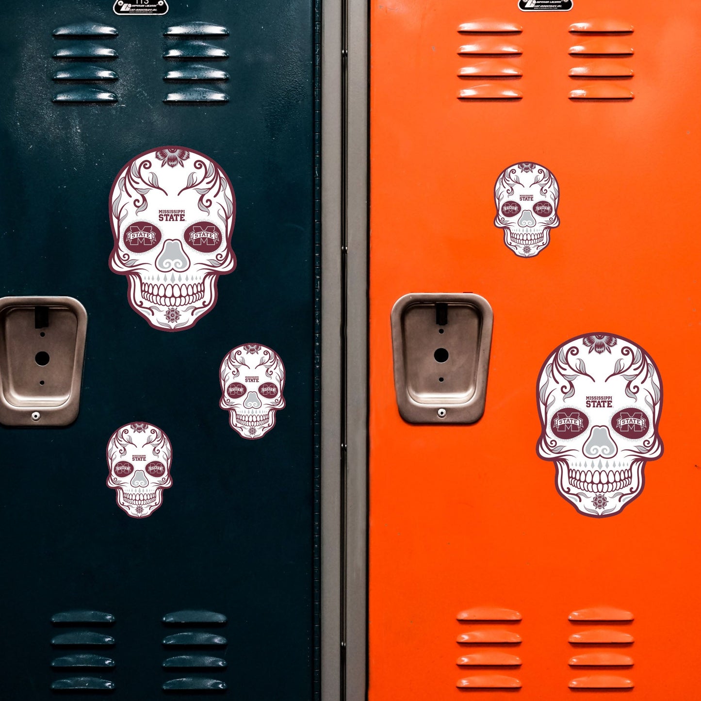 Mississippi State Bulldogs - 5 Sugar Skull Logo Minis (Mixed Sizes) - Official NCAA - Reusable Vinyl Decals