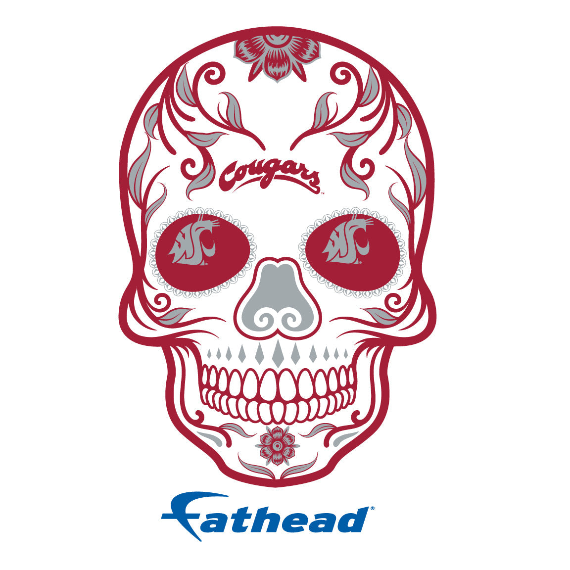 Washington State Cougars - 5 Sugar Skull Logo Minis (Mixed Sizes) - Official NCAA - Reusable Vinyl Decals